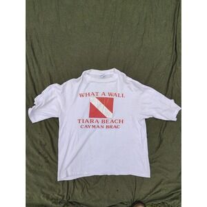 Vtg 80s Cayman Islands‎ T-shirt Mens L/XL White Tiara Beach USA Made Surf Ocean